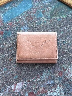 Leather Trifold Wallet with Texas Longhorn Stamp